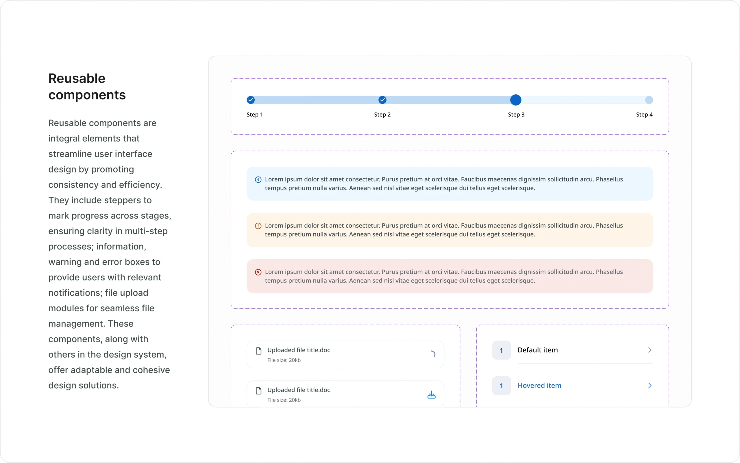 Image displaying reusable components in UI kit