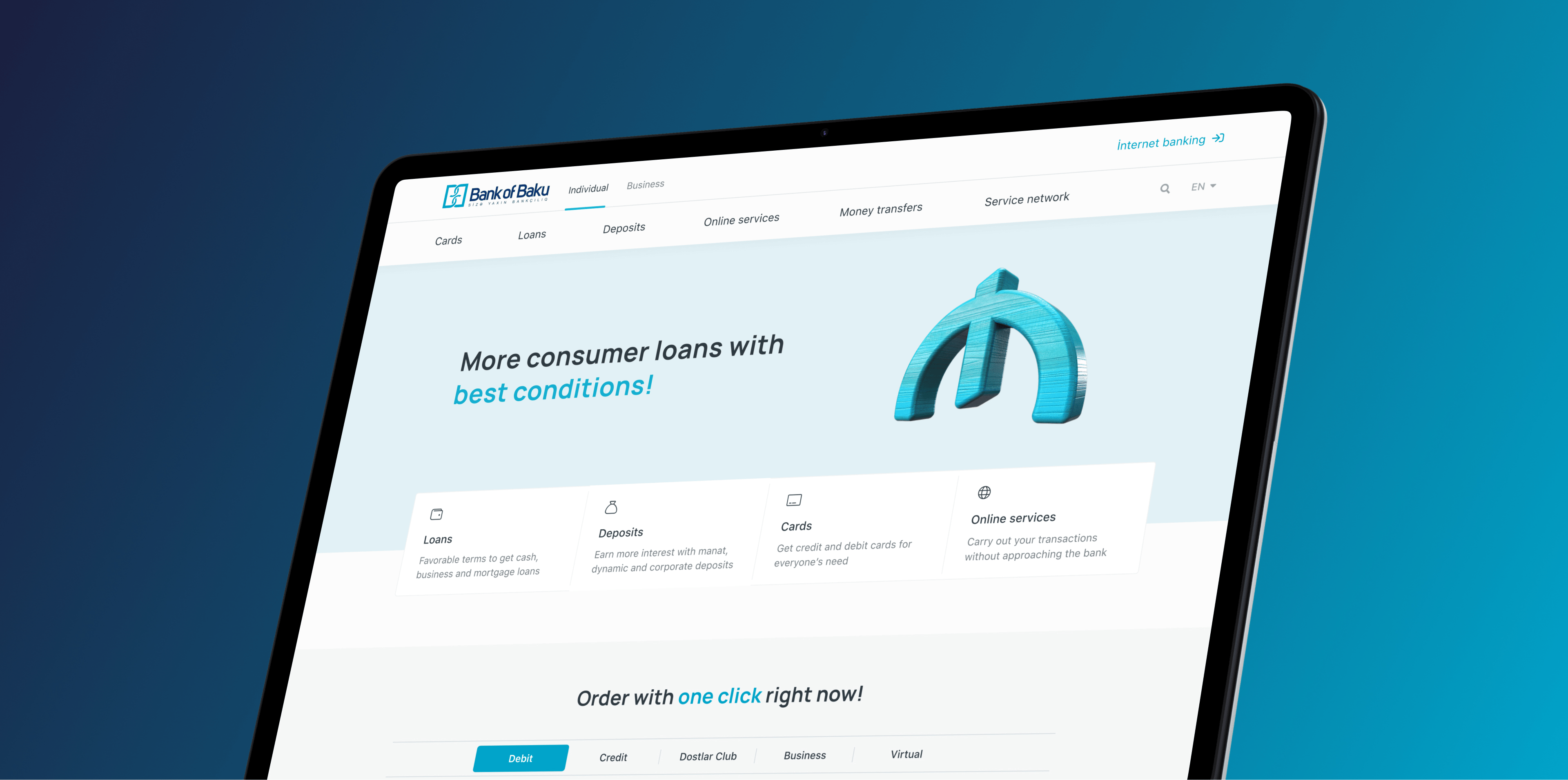 Hero image for Bank of Baku website